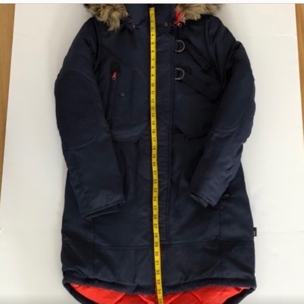 ONLY  -Heavy Duty Navy Blue Parka -orange lining - fur line hood-EUC- Sz M😍❤️​​​ - Picture 10 of 16